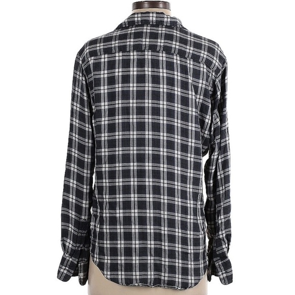 Frank & Eileen Eileen Plaid Charcoal Gray Long Sleeve Button Down Modal XXS - Picture 3 of 9